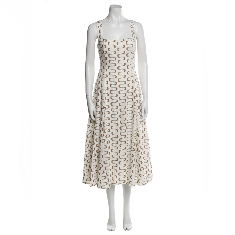 Christian Lacroix White and Brown Midi Dress